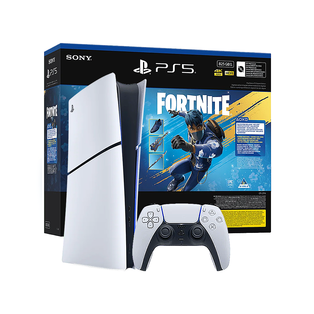 Sony PS5 Slim Digital Edition 825GB Fortnite Bundle - Glacier White- BRAND NEW